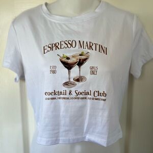 SHEIN White Espresso Martini Crop Top XL